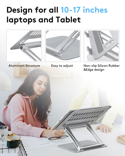 Laptop Stand for Desk, Adjustable Laptop Riser ABS Silicone Foldable Portable Laptop Holder