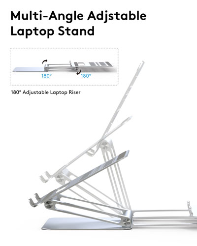 Laptop Stand for Desk, Adjustable Laptop Riser ABS Silicone Foldable Portable Laptop Holder
