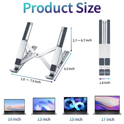 Laptop Stand for Desk, Adjustable Laptop Riser ABS Silicone Foldable Portable Laptop Holder