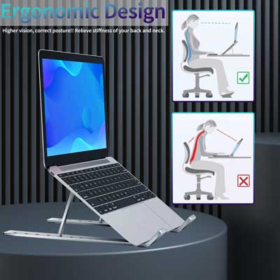 Laptop Stand for Desk, Adjustable Laptop Riser ABS Silicone Foldable Portable Laptop Holder