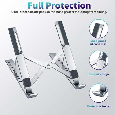 Laptop Stand for Desk, Adjustable Laptop Riser ABS Silicone Foldable Portable Laptop Holder