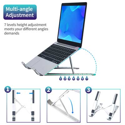 Laptop Stand for Desk, Adjustable Laptop Riser ABS Silicone Foldable Portable Laptop Holder